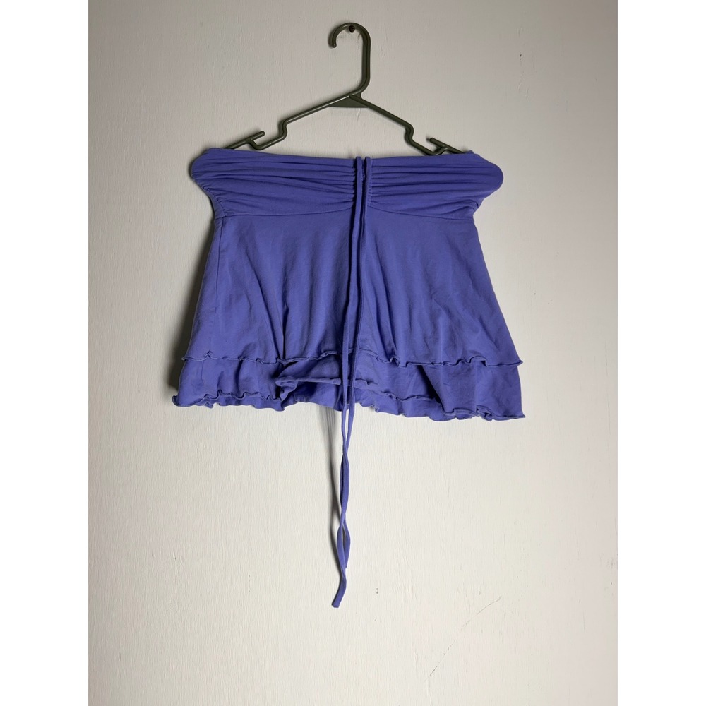 Wild Fable Purple Ruffle Tube Top Cinched Strapless Crop Top Y2K Small